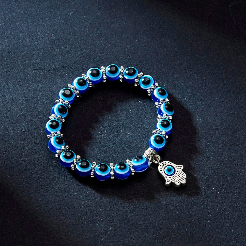 Blue Evil Eye Bead Bracelet