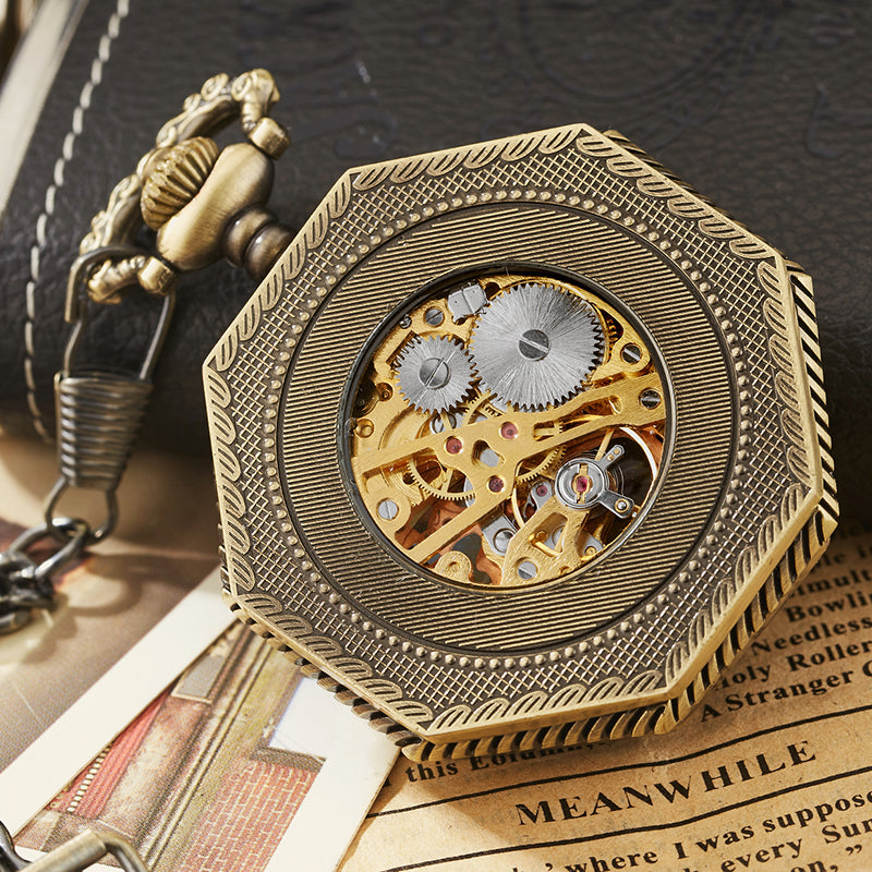 Luxury Unique Hexagonal Roman Number Pocket Watch