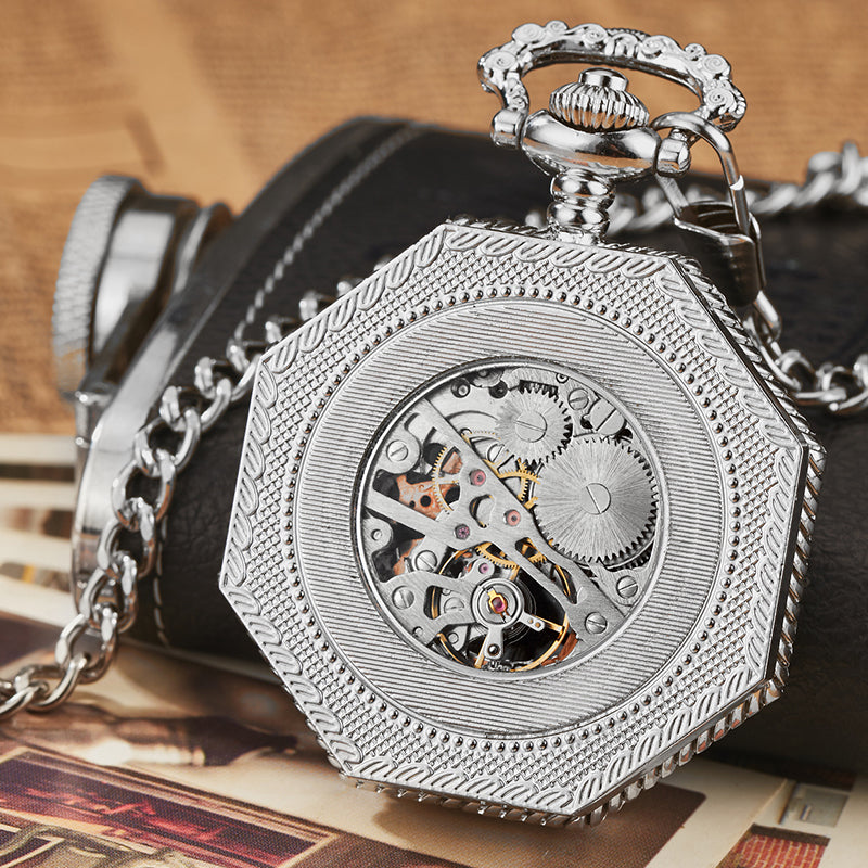 Luxury Unique Hexagonal Roman Number Pocket Watch