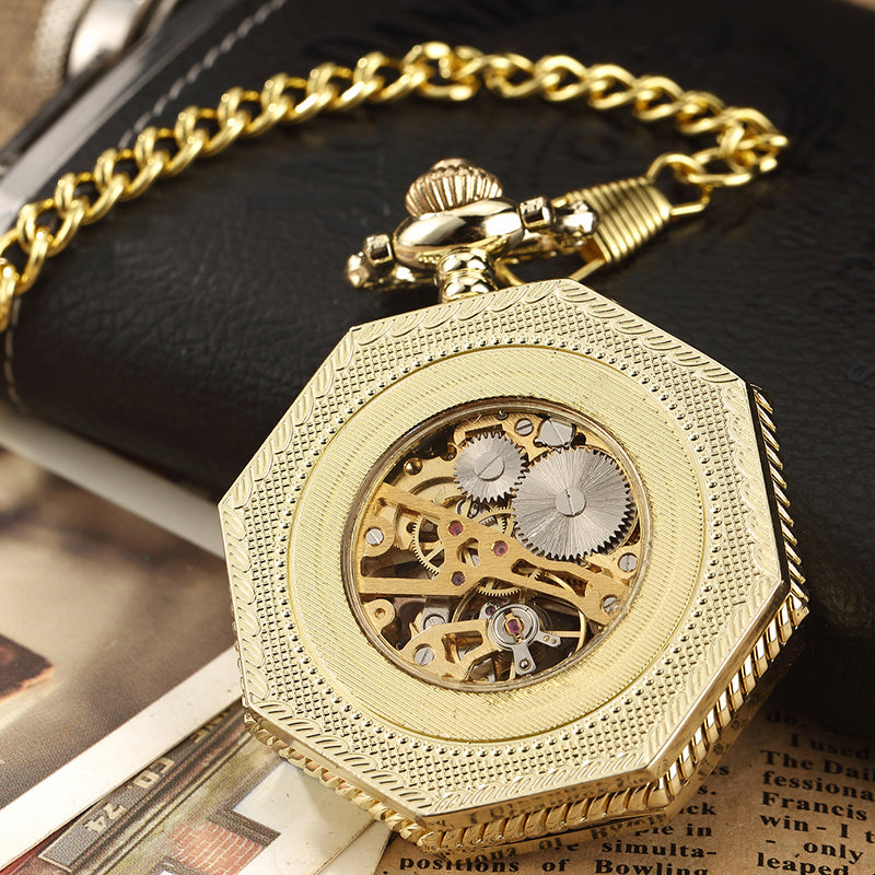 Luxury Unique Hexagonal Roman Number Pocket Watch
