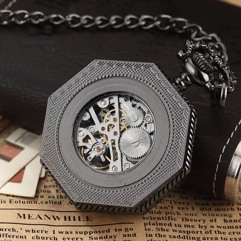 Luxury Unique Hexagonal Roman Number Pocket Watch
