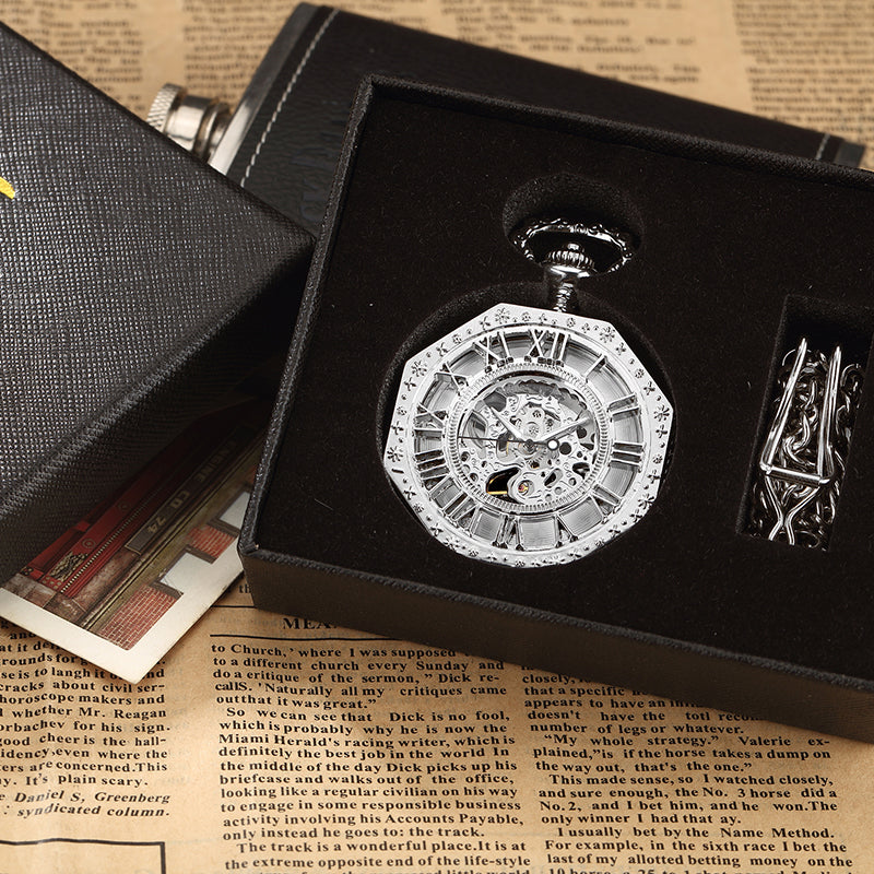 Luxury Unique Hexagonal Roman Number Pocket Watch