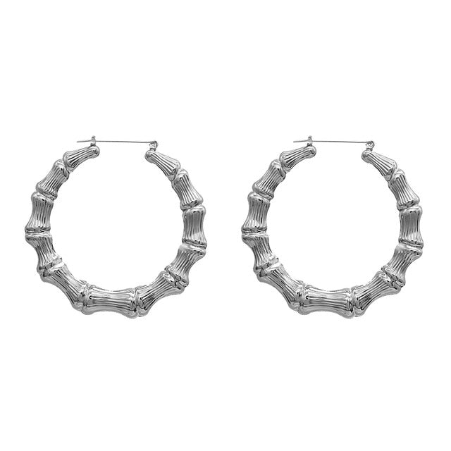 New Punk Gold Color Round Hoop Bamboo Earrings for Women