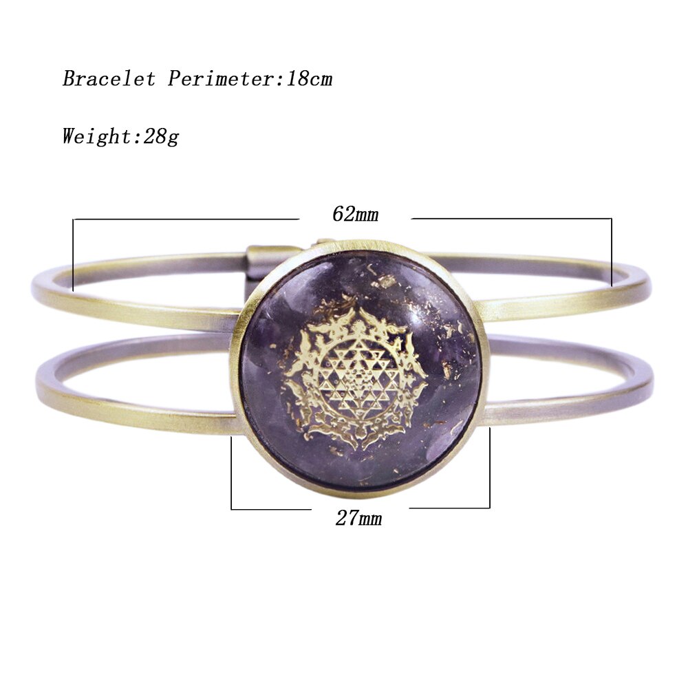 Natural Quartz Crystal Orgonite Cuff  Bracelet