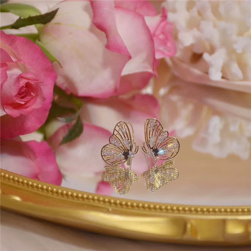 New Fashion Cute Gold Color Butterfly earring For Women