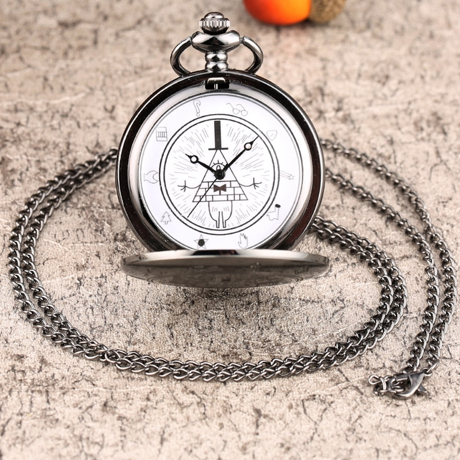 Eye of Providence Weird Town Triangle Devil Quartz Pocket Watch