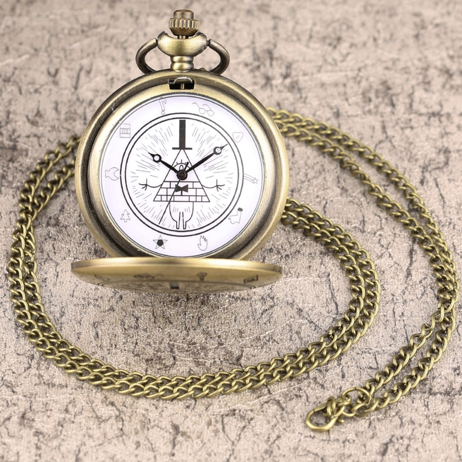 Eye of Providence Weird Town Triangle Devil Quartz Pocket Watch