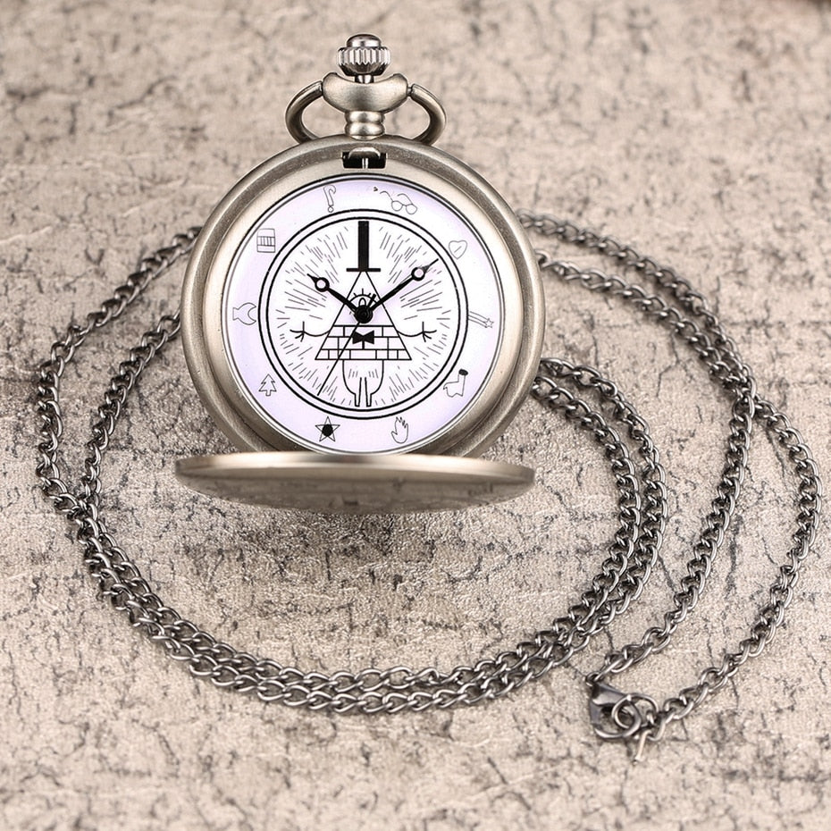 Eye of Providence Weird Town Triangle Devil Quartz Pocket Watch