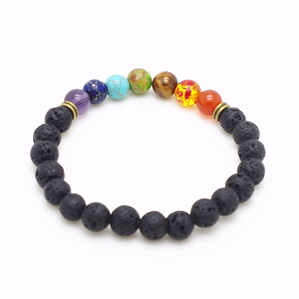 Lava Rock 7 Chakra  Balance Bracele