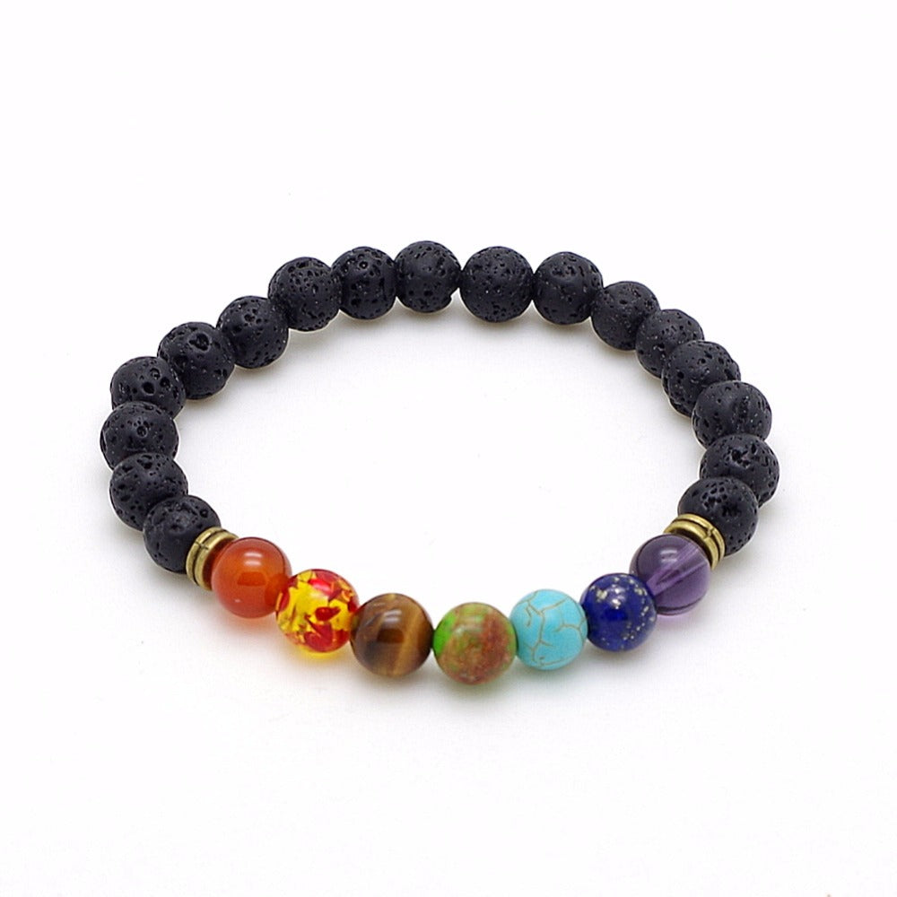 Lava Rock 7 Chakra  Balance Bracele