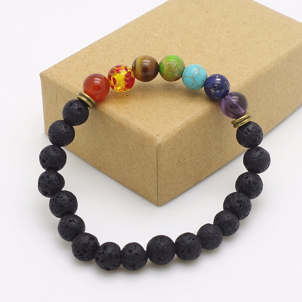 Lava Rock 7 Chakra  Balance Bracele