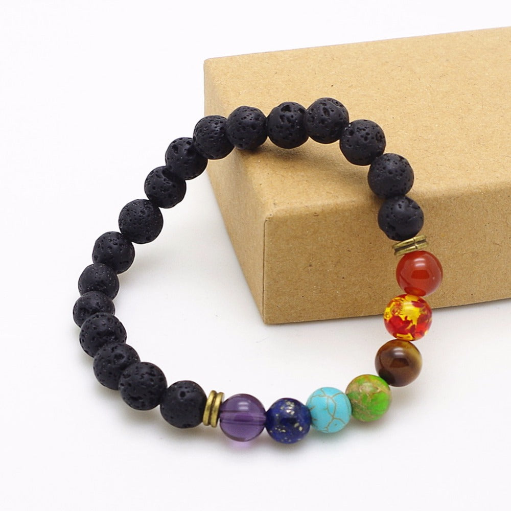 Lava Rock 7 Chakra  Balance Bracele