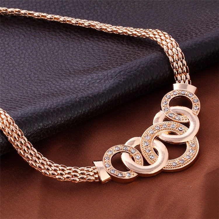 Vintage Gold Necklace Earrings Bracelet Ring  Jewelry Sets