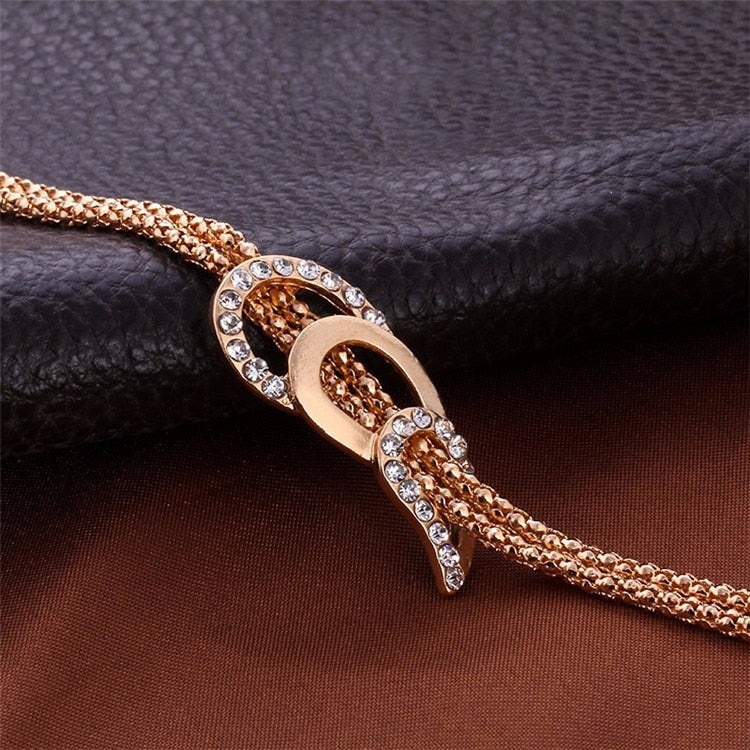 Vintage Gold Necklace Earrings Bracelet Ring  Jewelry Sets
