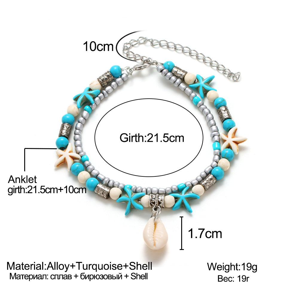 Bohemian Multiple Layers Starfish Shell Anklets For Women