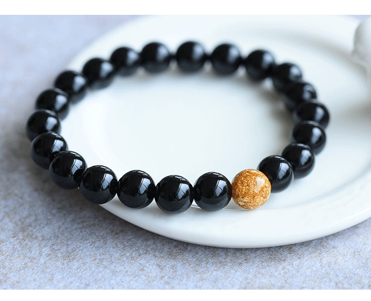 Natural Black Onyx Stone Beads Bracelets