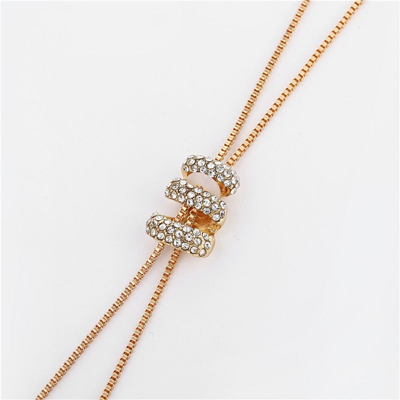Rhinestone Crystal Pearl Long Chain Necklace