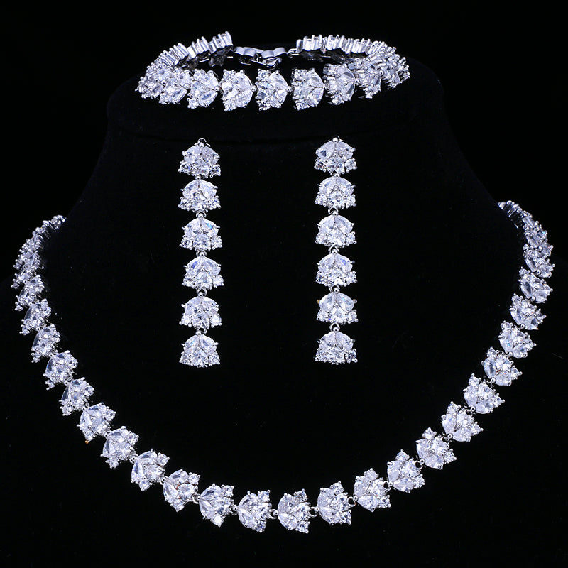 Sparkling AAA Zircon Paved By Hand 3 pcs Wedding Set