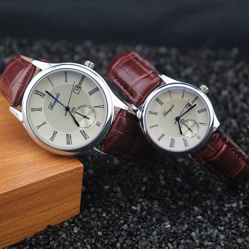 silver plating case fashion lover couple quartz watch