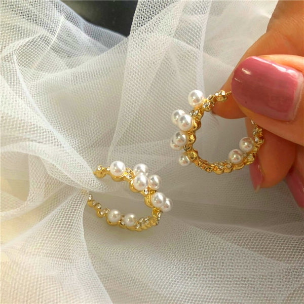 Green C Shaped Drop Earrings For Women