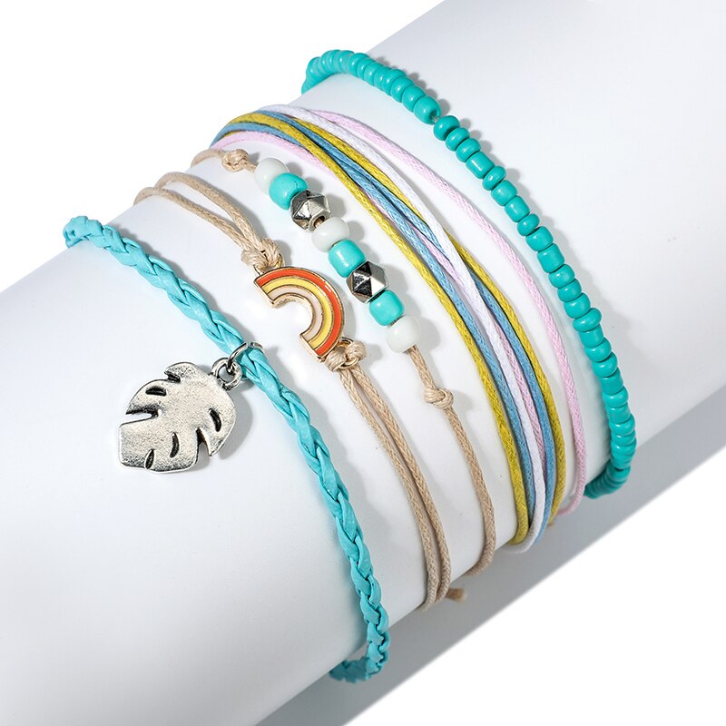 Rainbow Beaded Bracelet Set for Women