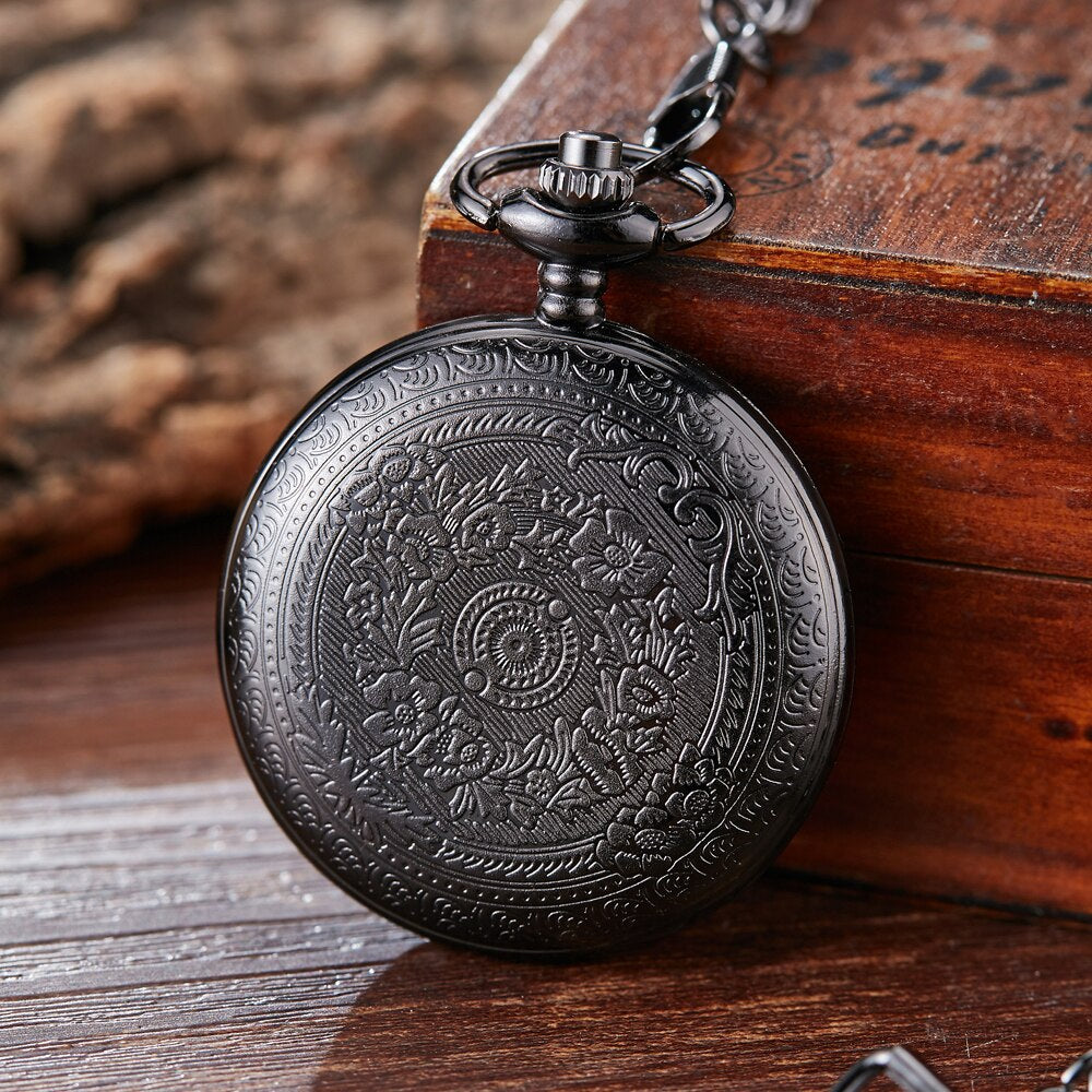 To My Dad I Love You Black Gold Unique Quartz Pocket Fob Watch