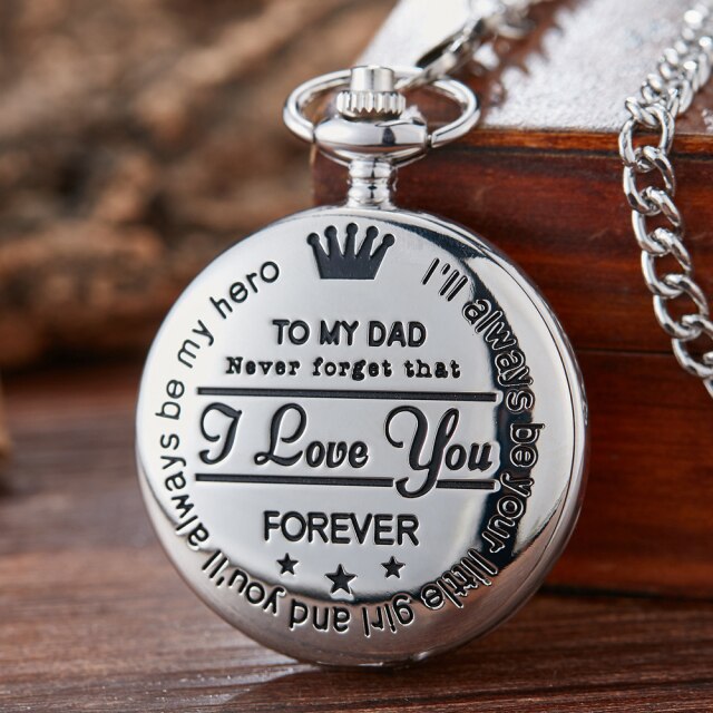 To My Dad I Love You Black Gold Unique Quartz Pocket Fob Watch