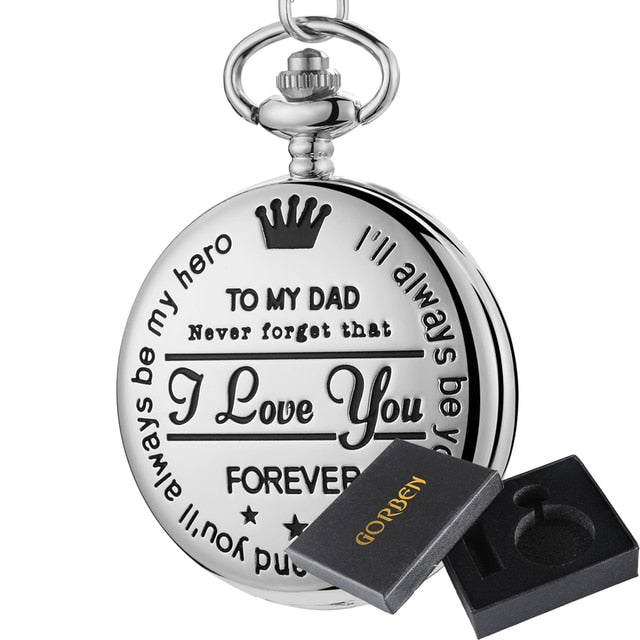 To My Dad I Love You Black Gold Unique Quartz Pocket Fob Watch