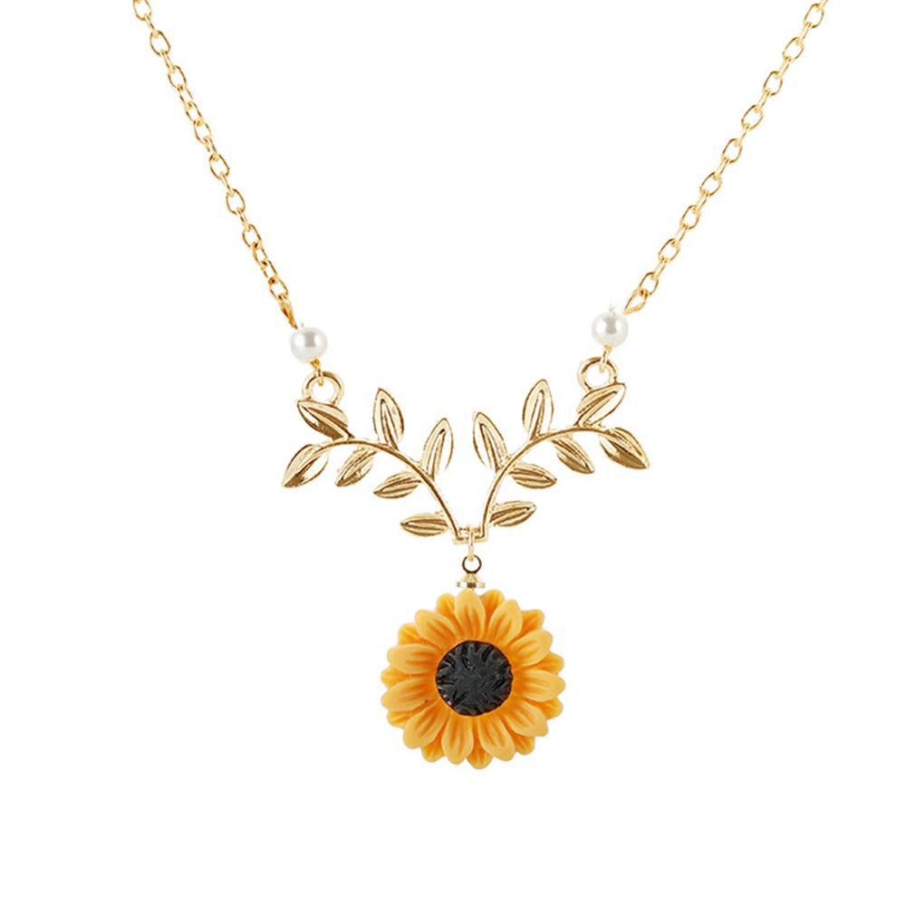 Delicate Sunflower Pendant Choker Necklace