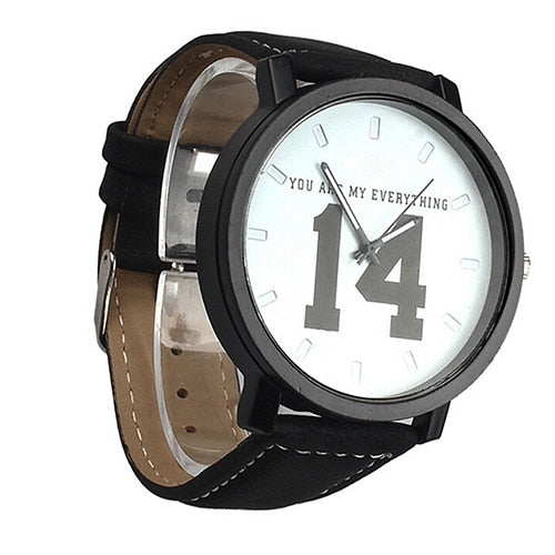 Couple Lover Number Dial Faux Leather Quartz Matching Wrist Watch