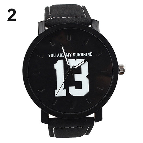Couple Lover Number Dial Faux Leather Quartz Matching Wrist Watch