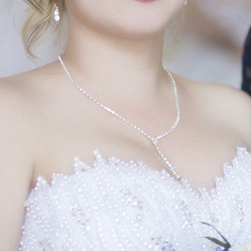 Rhinestone Necklace Earrings Jewelry Set
