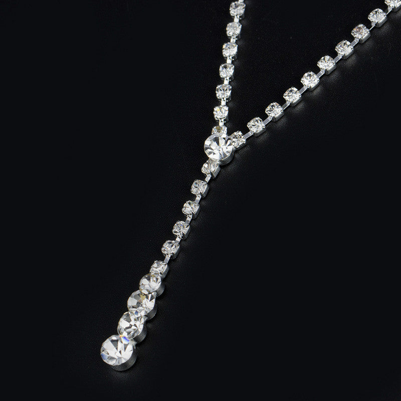 Rhinestone Necklace Earrings Jewelry Set