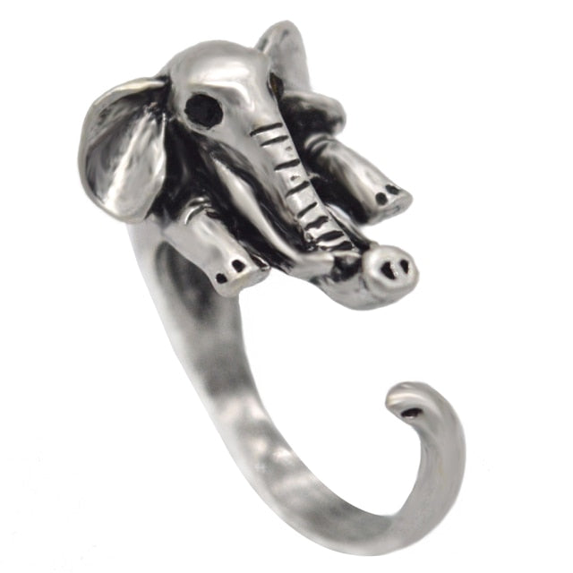 Black Realistic Puppy Animal 3D Adjustable Rings