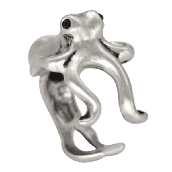 Black Realistic Puppy Animal 3D Adjustable Rings