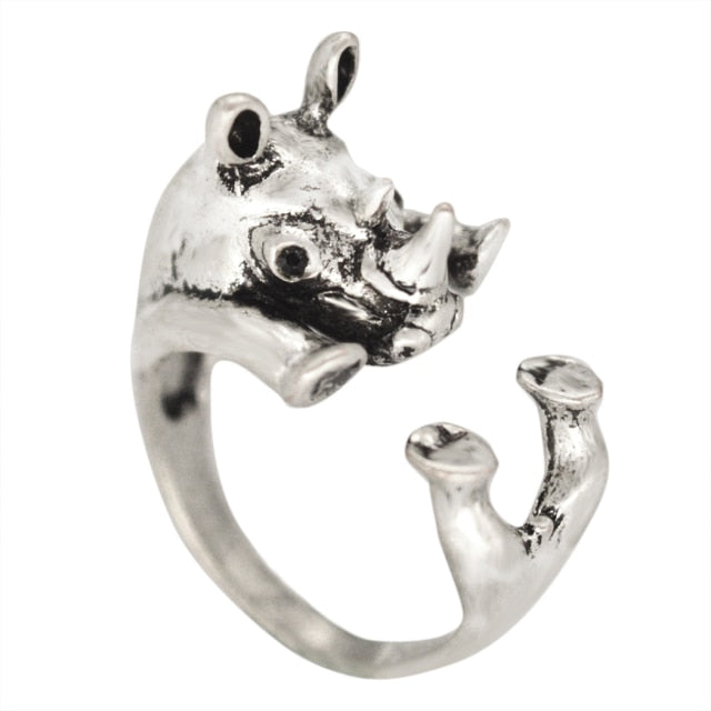 Black Realistic Puppy Animal 3D Adjustable Rings