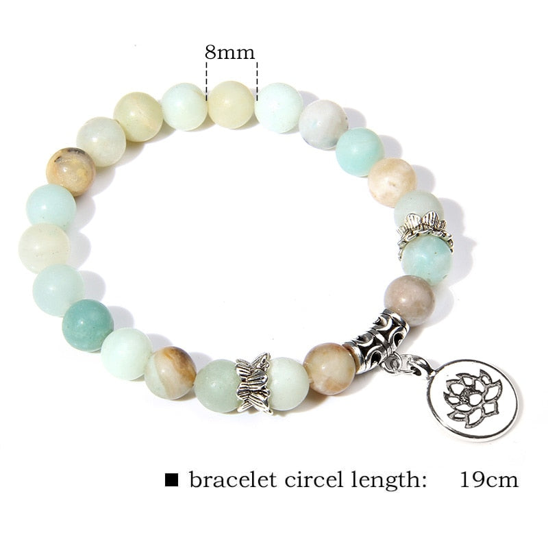 Handmade Natural Stone Lotus Ohm Buddha Beads Bracelet