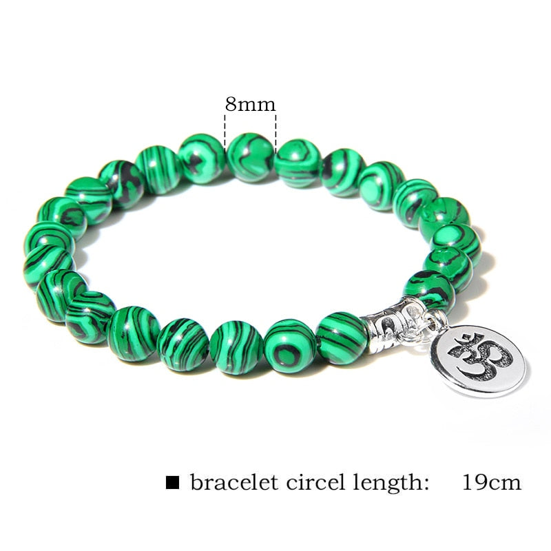 Handmade Natural Stone Lotus Ohm Buddha Beads Bracelet