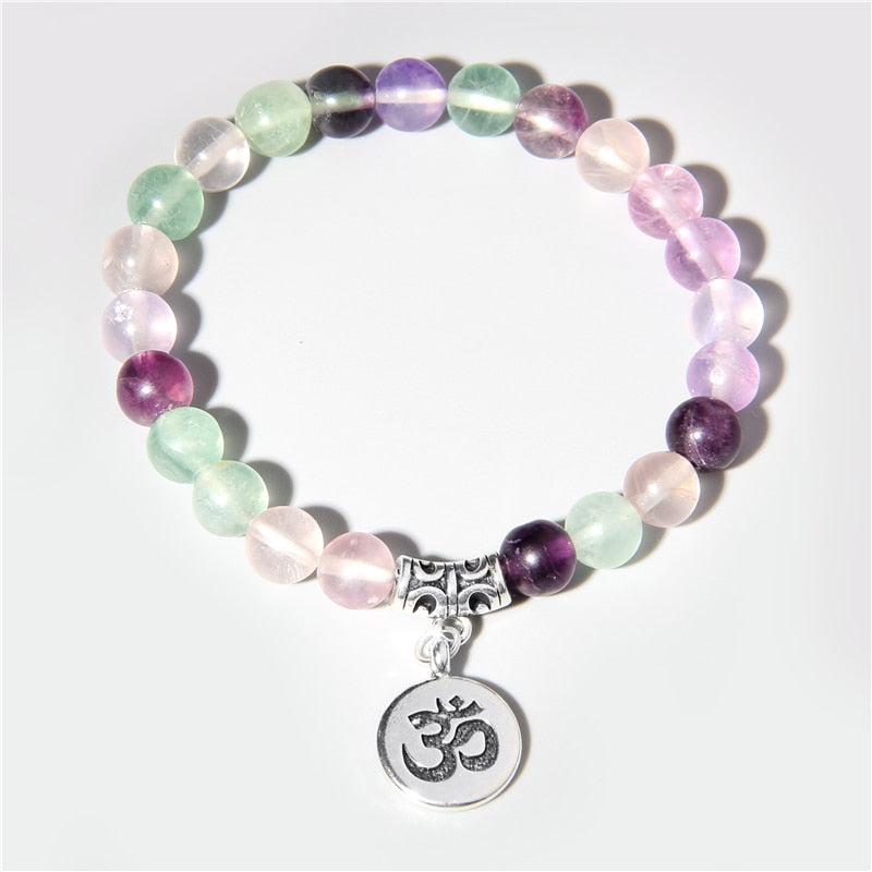 Handmade Natural Stone Lotus Ohm Buddha Beads Bracelet