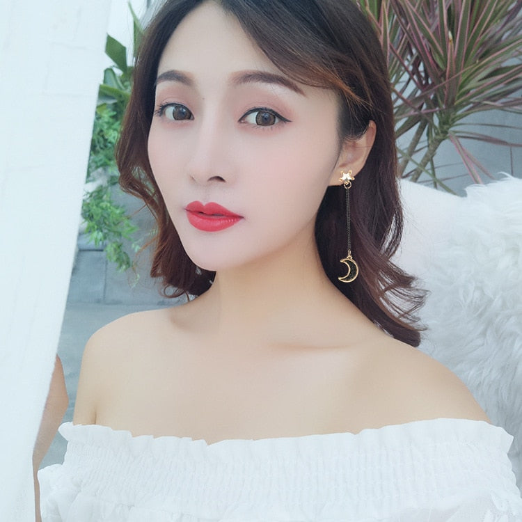 New Korean Jewelry Star Moon Long Earings For Women