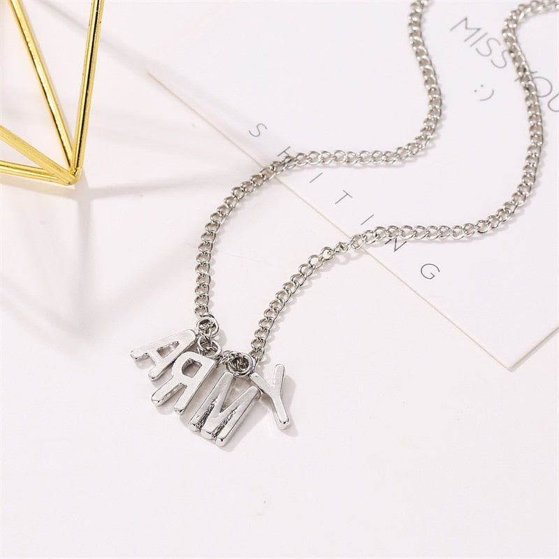 Fashion Simple Alloy Letters Army Clavicle Chain Necklace