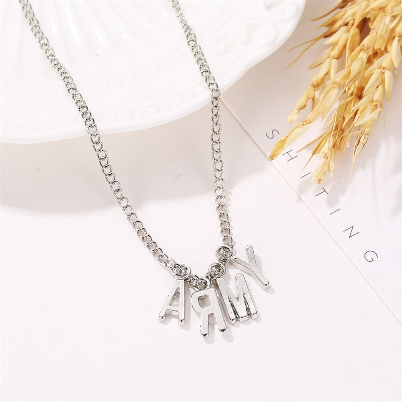 Fashion Simple Alloy Letters Army Clavicle Chain Necklace