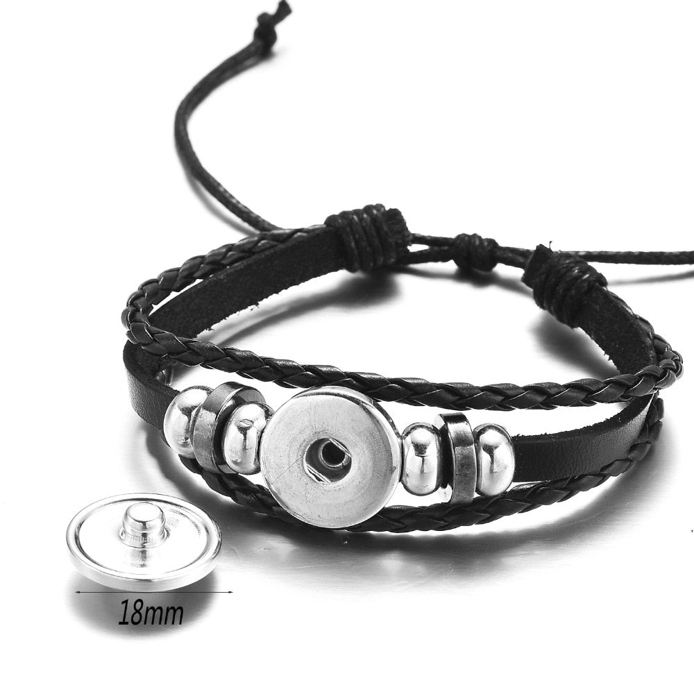 26 Letter A-Z Glass Snap Metal Bead Bracelet
