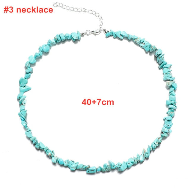 Bohemian Natural Stone Bead Choker Necklace