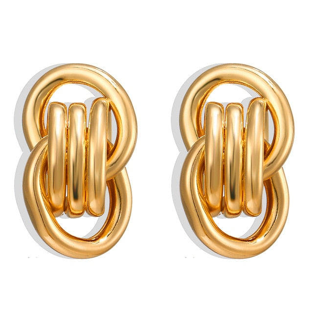 Gold Silver Color Alloy Drop Earrings