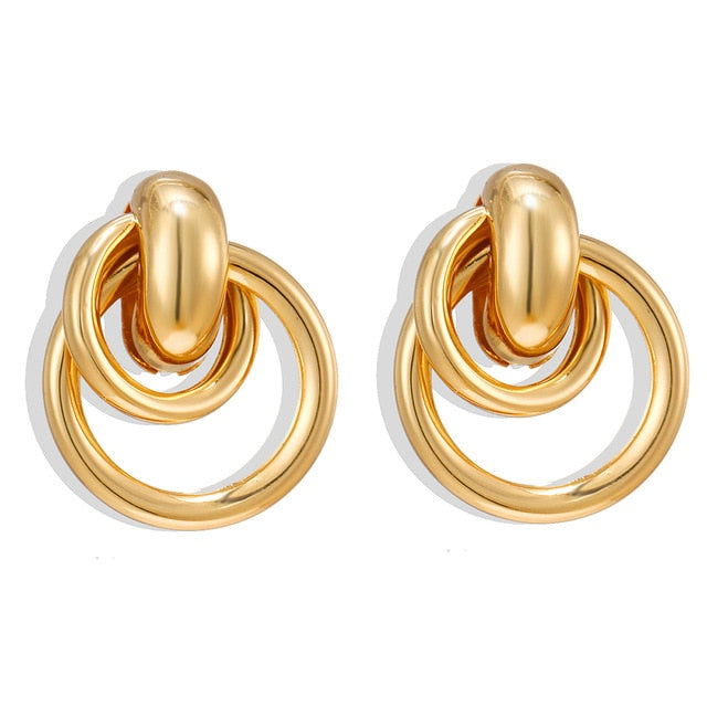Gold Silver Color Alloy Drop Earrings
