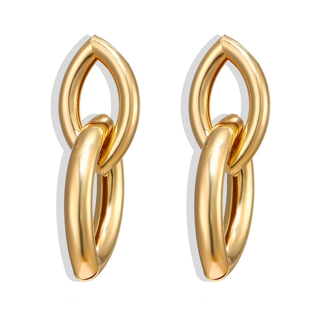 Gold Silver Color Alloy Drop Earrings