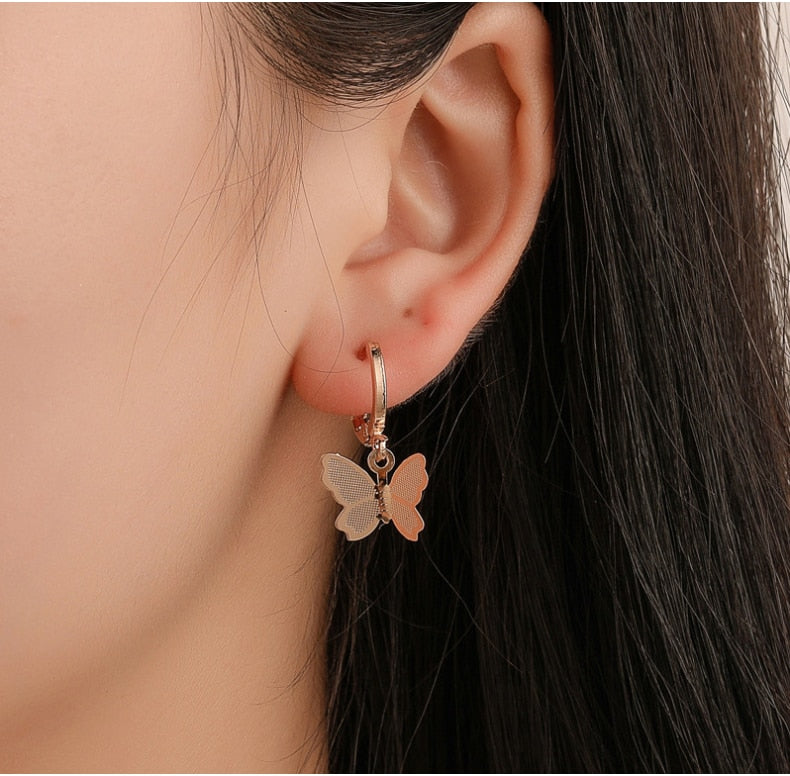 Hollow Metal  Large Butterfly Earrings
