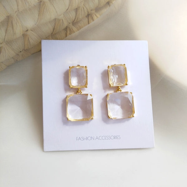 Pendientes de clip de cristal con temperamento retro barroco coreano
