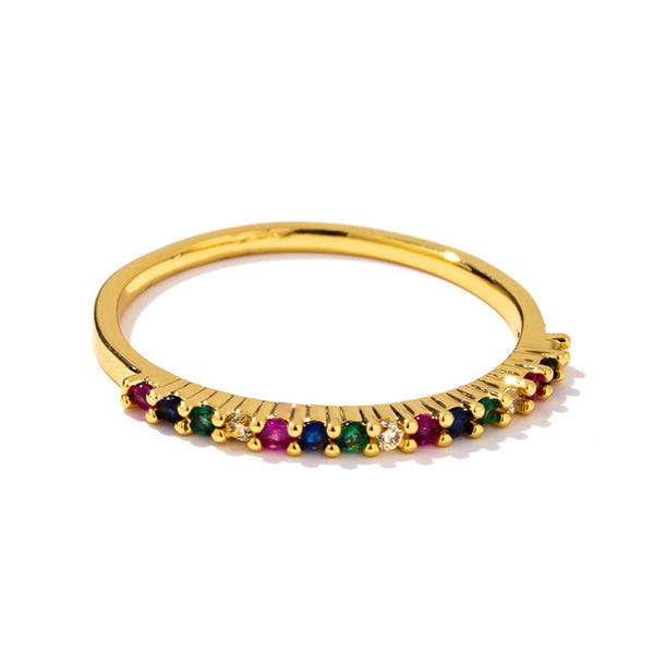 Anillo multicolor arcoíris para mujer de marca de moda